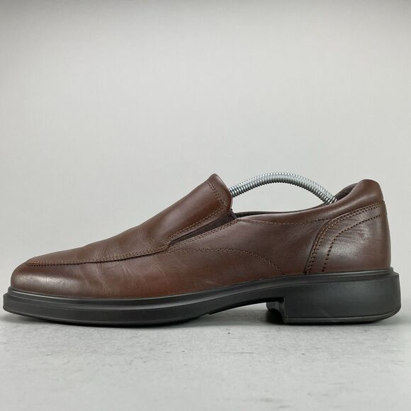 ECCO Helinski 2 Mens EU 44 US 10-10.5 Slip-on Brown Leather Dress Shoe Apron Toe - Picture 5 of 10